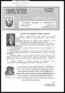 Biuletyn Informacyjny Urzędu Gminy w Terespolu R. 11 (2002) nr 12 (wlasc. 13)