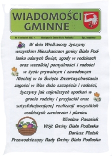Wiadomości Gminne : miesięcznik gminy Biała Podlaska R. 9 (2007) nr 4