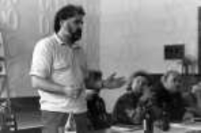 Pracownicy Działu Informacji Bibliografii i Wiedzy o Regionie z wizytą w Bibliotece Obwodowej w Brześciu (15-16.05.1990 r.) - spotkanie z bialczaninem Stanisławem Mireckim, przedwojennym mieszkańcem Brześcia