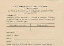 V Bialskopodlaskie Dni Literatury 15-16-17.X.1980 : II wojna światowa w polskiej literaturze : konkurs - plebiscyt