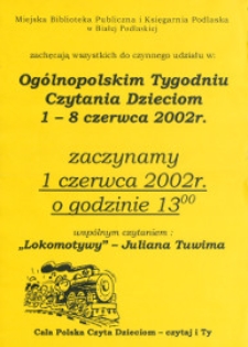 Afisz : Ogólnopolski Tydzień Czytania Dzieciom 1-8 czerwca 2002 r.