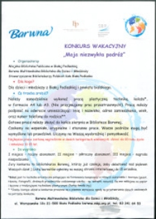 Afisz : [Inc:] Konkurs wakacyjny "Moja niezwykła podróż", 2012