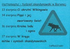 Plakat : Huttemegtu! - tydzień skandynawski w Barwnej, 13-17.08.2012 r.