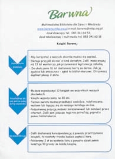 Ulotka : Barwna Multimedialna Biblioteka dla Dzieci i Młodzieży