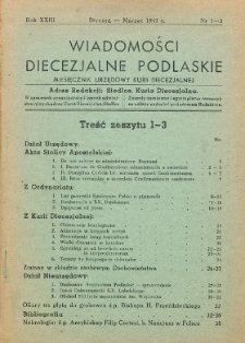 Wiadomości Diecezjalne Podlaskie : miesięcznik urzędowy Kurii Diecezjalnej R. 23 (1947) nr 1-3