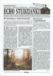 Echo Studzianki : kwartalnik Stowarzyszenia Rozwoju Miejscowości Studzianka R. 1 (2009) nr 2