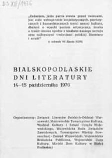Druk ulotny : [Inc.:] Bialskopodlaskie Dni Literatury 14-15 października 1976