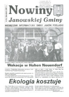 Nowiny Janowskiej Gminy : miesięcznik informacyjny Gminy Jan&oacute;w Podlaski R.2 (2001) nr 8 (16)