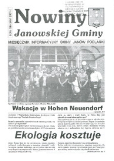Nowiny Janowskiej Gminy : miesięcznik informacyjny Gminy Janów Podlaski R.2 (2001) nr 8 (16)