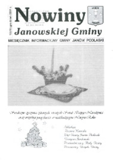 Nowiny Janowskiej Gminy : miesięcznik informacyjny Gminy Janów Podlaski R.2 (2001) nr 12 (19)