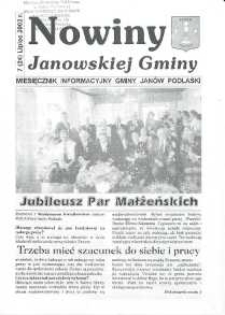 Nowiny Janowskiej Gminy : miesięcznik informacyjny Gminy Jan&oacute;w Podlaski R. 3 (2002) nr 7 (24)