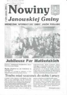 Nowiny Janowskiej Gminy : miesięcznik informacyjny Gminy Janów Podlaski R. 3 (2002) nr 7 (24)