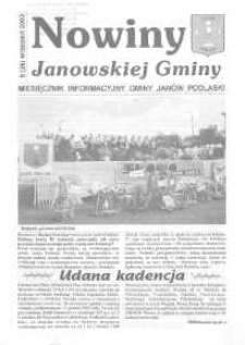 Nowiny Janowskiej Gminy : miesięcznik informacyjny Gminy Janów Podlaski R. 3 (2002) nr 9 (26)