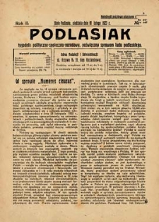 Podlasiak : tygodnik polityczno-społeczno-narodowy, poświęcony sprawom ludu podlaskiego R. 2 (1923) nr 7