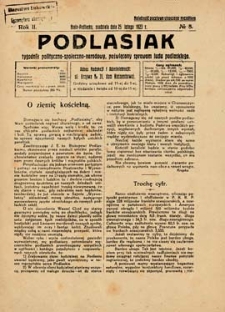 Podlasiak : tygodnik polityczno-społeczno-narodowy, poświęcony sprawom ludu podlaskiego R. 2 (1923) nr 8