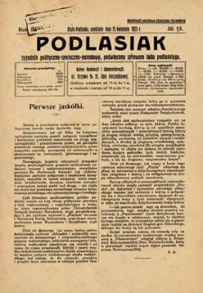 Podlasiak : tygodnik polityczno-społeczno-narodowy, poświęcony sprawom ludu podlaskiego R. 2 (1923) nr 15