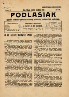 Podlasiak : tygodnik polityczno-społeczno-narodowy, poświęcony sprawom ludu podlaskiego R. 2 (1923) nr 18