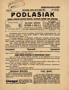 Podlasiak : tygodnik polityczno-społeczno-narodowy, poświęcony sprawom ludu podlaskiego R. 2 (1923) nr 24-25
