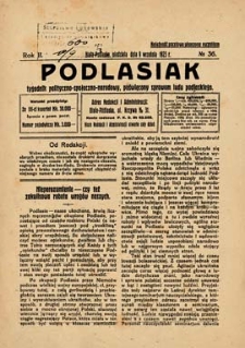 Podlasiak : tygodnik polityczno-społeczno-narodowy, poświęcony sprawom ludu podlaskiego R. 2 (1923) nr 36
