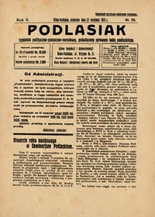 Podlasiak : tygodnik polityczno-społeczno-narodowy, poświęcony sprawom ludu podlaskiego R. 2 (1923) nr 38