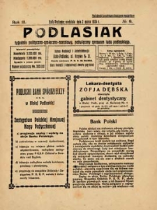 Podlasiak : tygodnik polityczno-społeczno-narodowy, poświęcony sprawom ludu podlaskiego R. 3 (1924) nr 9