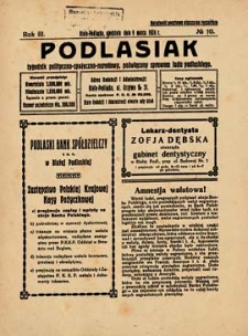 Podlasiak : tygodnik polityczno-społeczno-narodowy, poświęcony sprawom ludu podlaskiego R. 3 (1924) nr 10