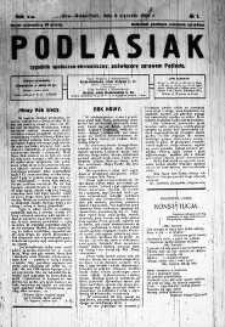 Podlasiak : tygodnik polityczno-społeczno-narodowy, poświęcony sprawom ludu podlaskiego R. 8 (1929) nr 1