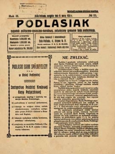 Podlasiak : tygodnik polityczno-społeczno-narodowy, poświęcony sprawom ludu podlaskiego R. 3 (1924) nr 12