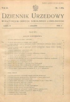 Dziennik Urzędowy Kuratorjum Okręgu Szkolnego Lubelskiego R. 9 (1936/1937) nr 1 (85)