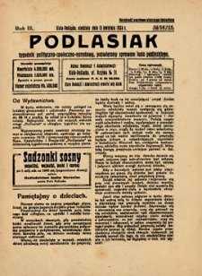 Podlasiak : tygodnik polityczno-społeczno-narodowy, poświęcony sprawom ludu podlaskiego R. 3 (1924) nr 14-15