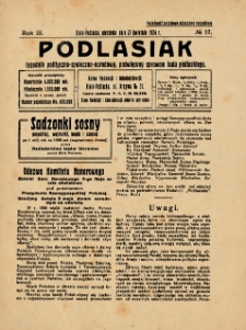 Podlasiak : tygodnik polityczno-społeczno-narodowy, poświęcony sprawom ludu podlaskiego R. 3 (1924) nr 17
