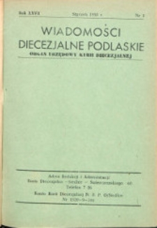 Wiadomości Diecezjalne Podlaskie R. 27 (1958) nr 1