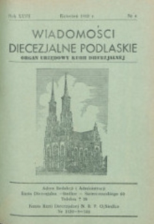 Wiadomości Diecezjalne Podlaskie R. 27 (1958) nr 4