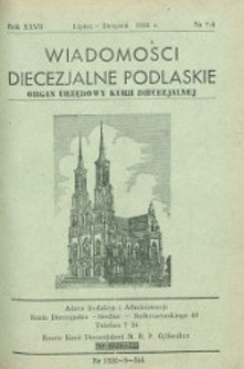Wiadomości Diecezjalne Podlaskie R. 27 (1958) nr 7-8