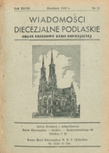 Wiadomości Diecezjalne Podlaskiej R. 28 (1959) nr 12 + spis rzeczy