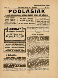 Podlasiak : tygodnik polityczno-społeczno-narodowy, poświęcony sprawom ludu podlaskiego R. 3 (1924) nr 19