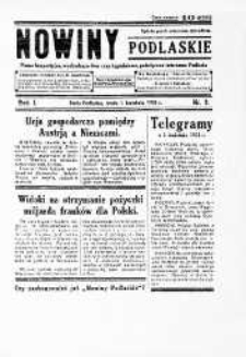 Nowiny Podlaskie: pismo bezpartyjne wychodzące dwa razy tygodniowo, poświęcone interesom Podlasia R. 1 (1931) nr 2