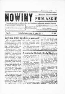 Nowiny Podlaskie: pismo bezpartyjne wychodzące dwa razy tygodniowo, poświęcone interesom Podlasia R. 1 (1931) nr 15