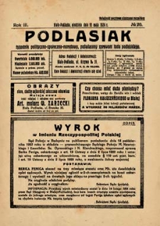 Podlasiak : tygodnik polityczno-społeczno-narodowy, poświęcony sprawom ludu podlaskiego R. 3 (1924) nr 20