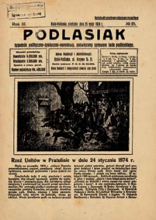 Podlasiak : tygodnik polityczno-społeczno-narodowy, poświęcony sprawom ludu podlaskiego R. 3 (1924) nr 21