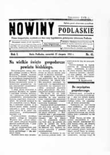 Nowiny Podlaskie: pismo bezpartyjne wychodzące dwa razy tygodniowo, poświęcone interesom Podlasia R. 1 (1931) nr 41