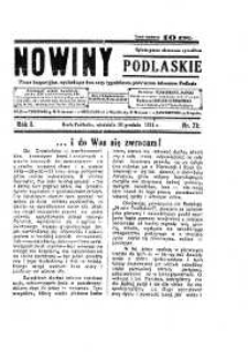 Nowiny Podlaskie: pismo bezpartyjne wychodzące dwa razy tygodniowo, poświęcone interesom Podlasia R. 1 (1931) nr 71