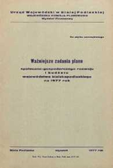 Ważniejsze zadania planu społeczno-gospodarczego rozwoju i budżetu województwa bialskopodlaskiego na 1977 rok