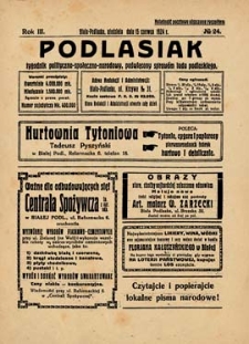 Podlasiak : tygodnik polityczno-społeczno-narodowy, poświęcony sprawom ludu podlaskiego R. 3 (1924) nr 24