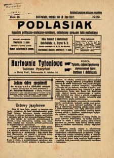 Podlasiak : tygodnik polityczno-społeczno-narodowy, poświęcony sprawom ludu podlaskiego R. 3 (1924) nr 29