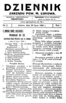 Dziennik Zarządu Powiatowego Miasta Łukowa R. 1 (1920) nr 2