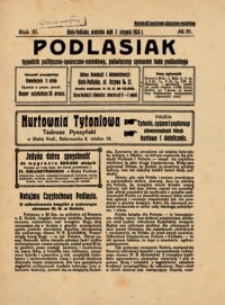 Podlasiak : tygodnik polityczno-społeczno-narodowy, poświęcony sprawom ludu podlaskiego R. 3 (1924) nr 31