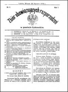 Zbiór Obowiązujących Rozporządzeń w Powiecie Łukowskim R. 1 (1919) nr 4