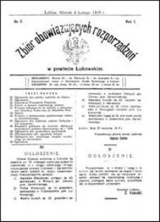 Zbiór Obowiązujących Rozporządzeń w Powiecie Łukowskim R. 1 (1919) nr 5