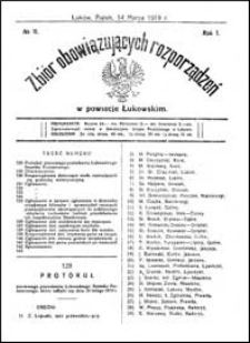 Zbiór Obowiązujących Rozporządzeń w Powiecie Łukowskim R. 1 (1919) nr 11